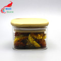 High Borosilicate Sealed Square Shape Glass Storage Jar With Bamboo Lid Storage-147RL